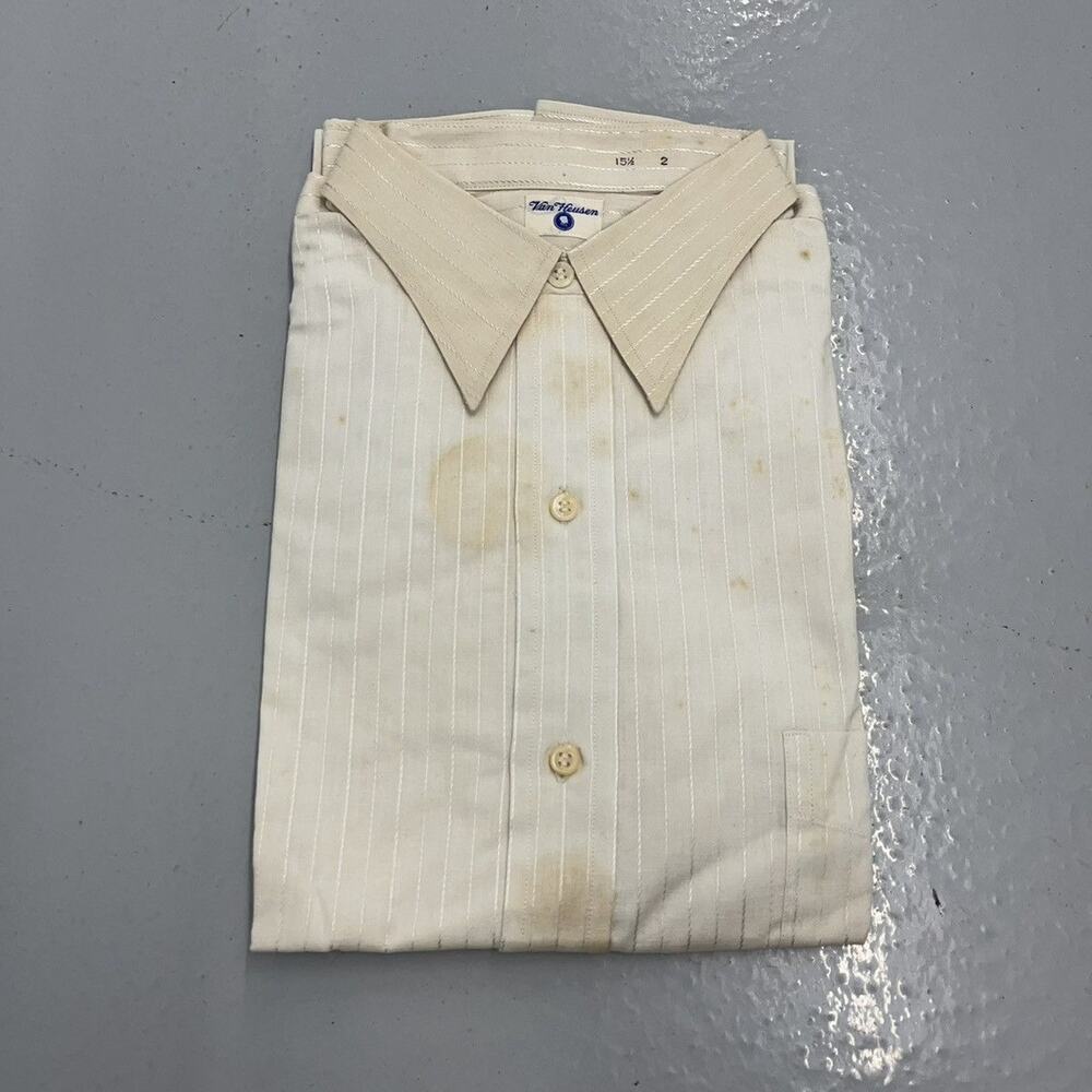 NOS Vintage 50s Van Heusen White Cotton Striped Shirt